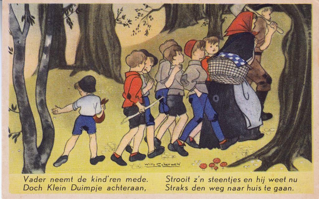 Willy Schermelé  -  Klein Duimpje strooit steentjes  =0017=, Ophalen of Verzenden, 1940 tot 1960, Ongelopen