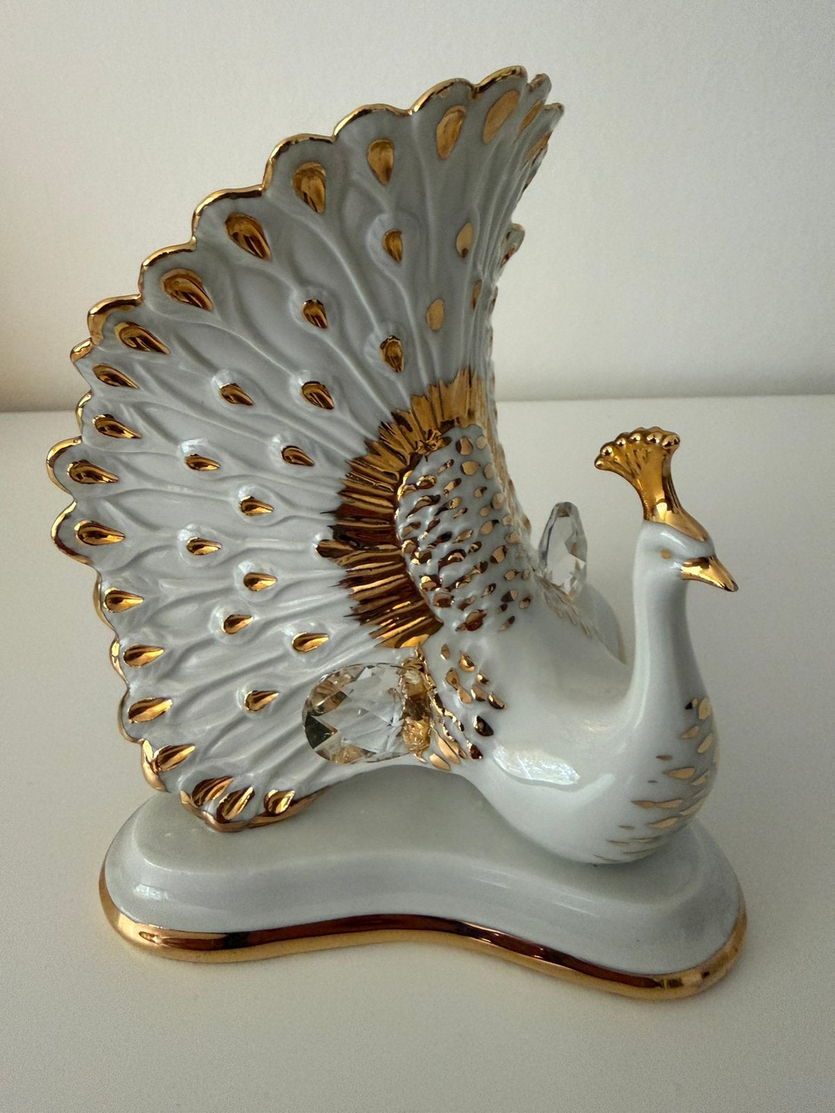 Capodimonte Porseleinen Pauw met Swarovski Kristallen, Antiek en Kunst, Verzenden