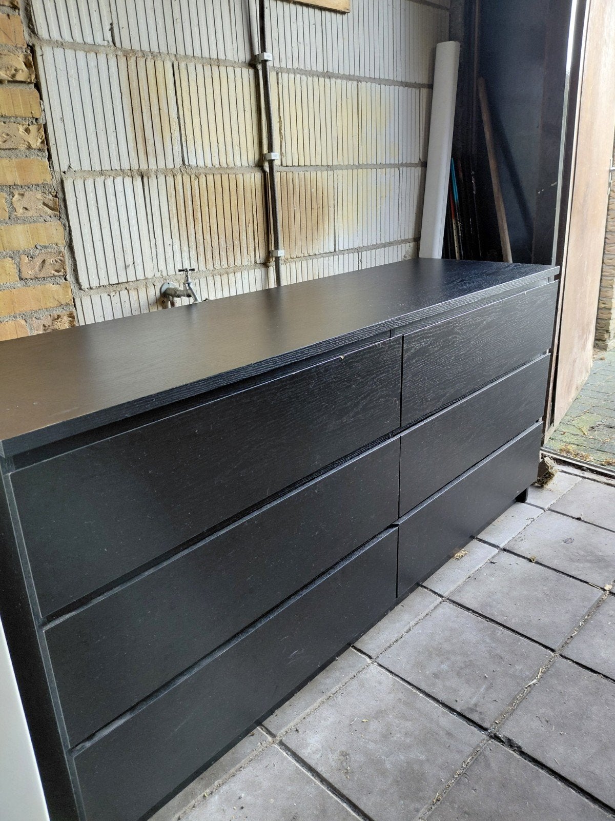 IKEA MALM ladekast met 6 lades, zwart, Ophalen, Gebruikt, 100 tot 150 cm, 5 laden of meer