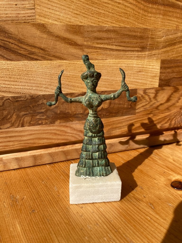 bronzen beeldje Minoïsche Slangengodin, Ophalen, Zo goed als nieuw, Religie