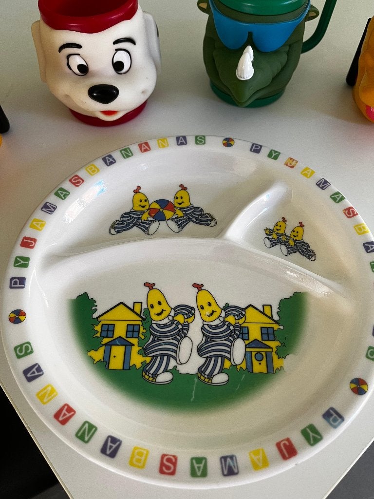 Dieren bekers 3-D en 3-vaks bord, Kunststof, Gebruikt, Overige stijlen, Mok