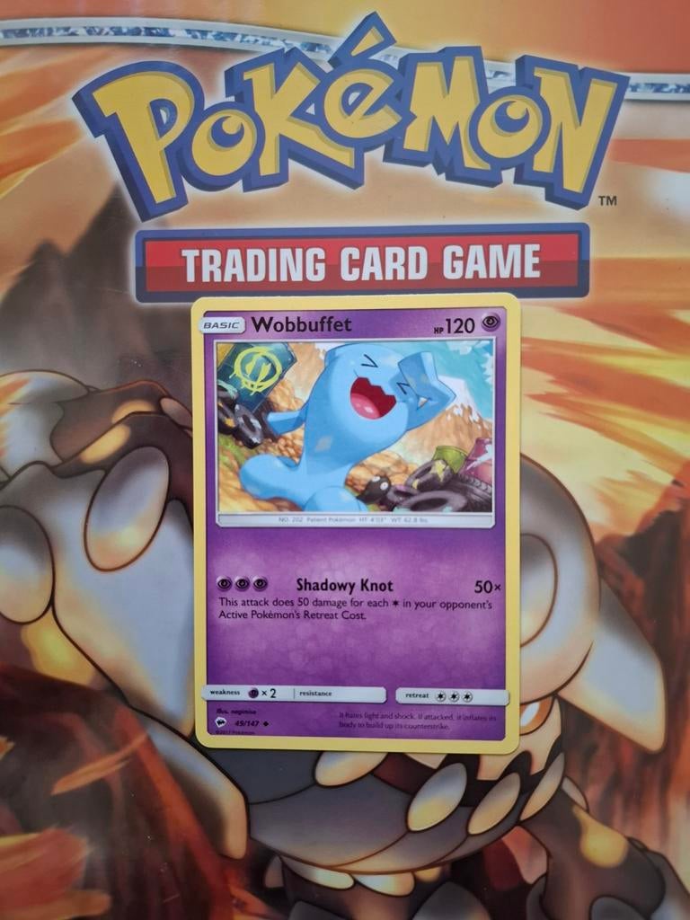 Wobbuffet 49/147 Sun&moon Burning Shadows pokemon kaart nm, Ophalen of Verzenden, Zo goed als nieuw, Losse kaart
