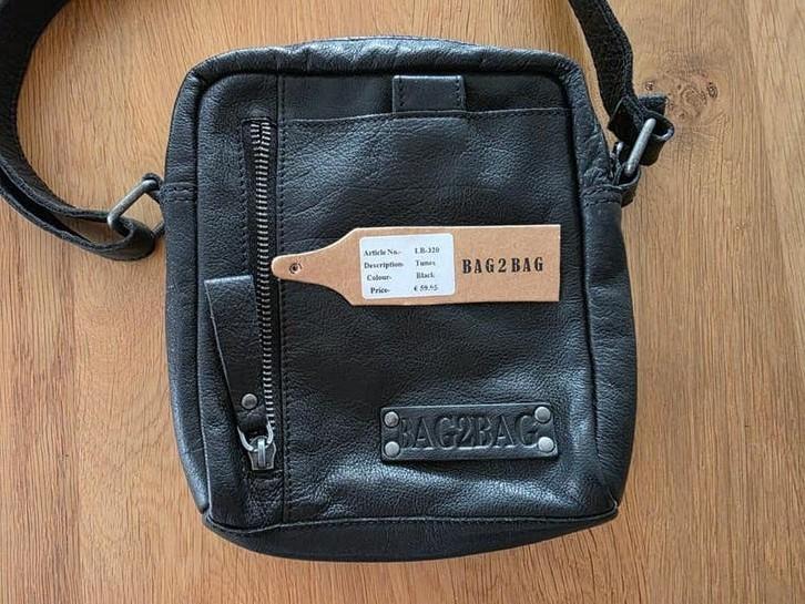 BAG2BAG Tunes Leren Schoudertas Zwart, Overige merken, Zwart, Nieuw, Ophalen of Verzenden
