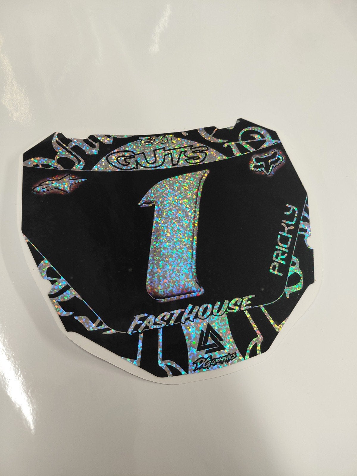 Spacial Fatbike odi plate sticker zwart/holo sparkle, Motoren, Ophalen of Verzenden
