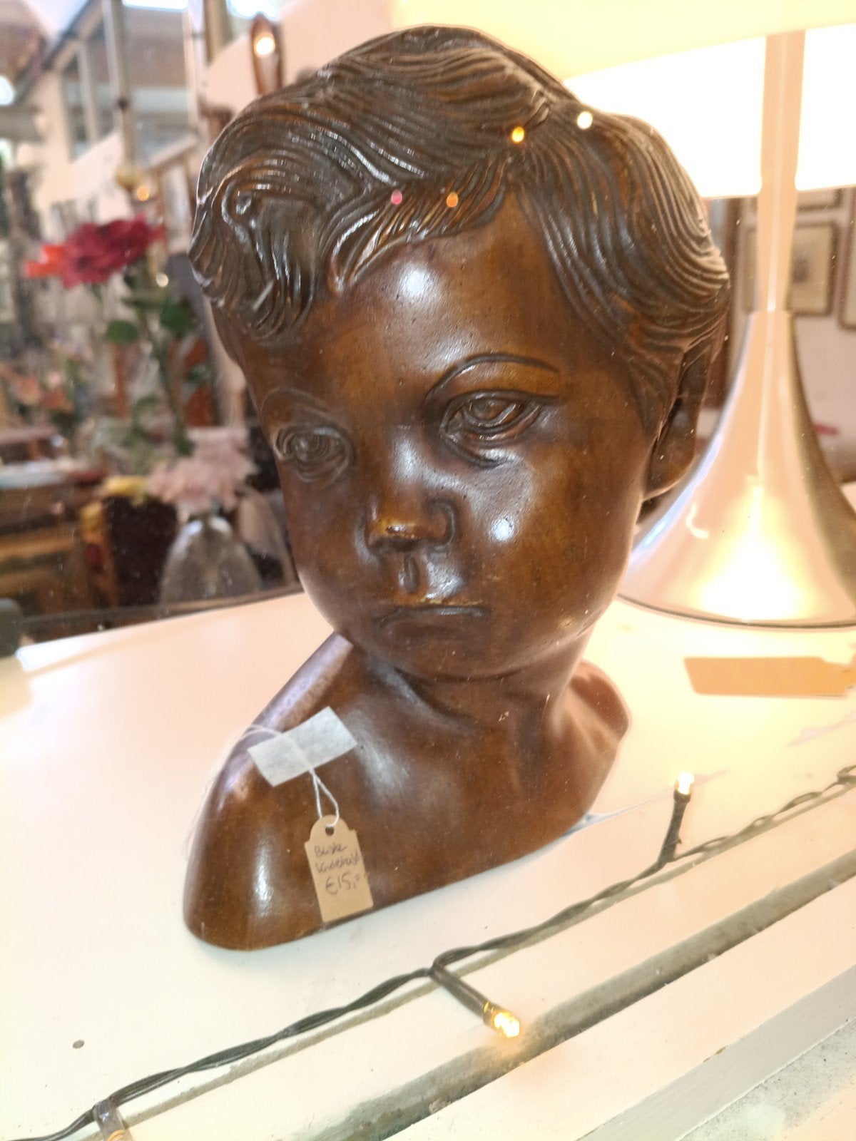 Vintage Houten Buste van Kind - Decoratief Beeld, Antiek en Kunst, Ophalen, Overige onderwerpen, Minder dan 20 cm, Buste