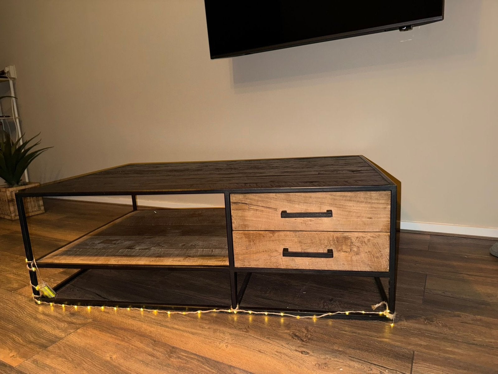 Salontafel met lades - industrieel design, Gebruikt, 100 tot 150 cm, Metaal, 50 tot 100 cm