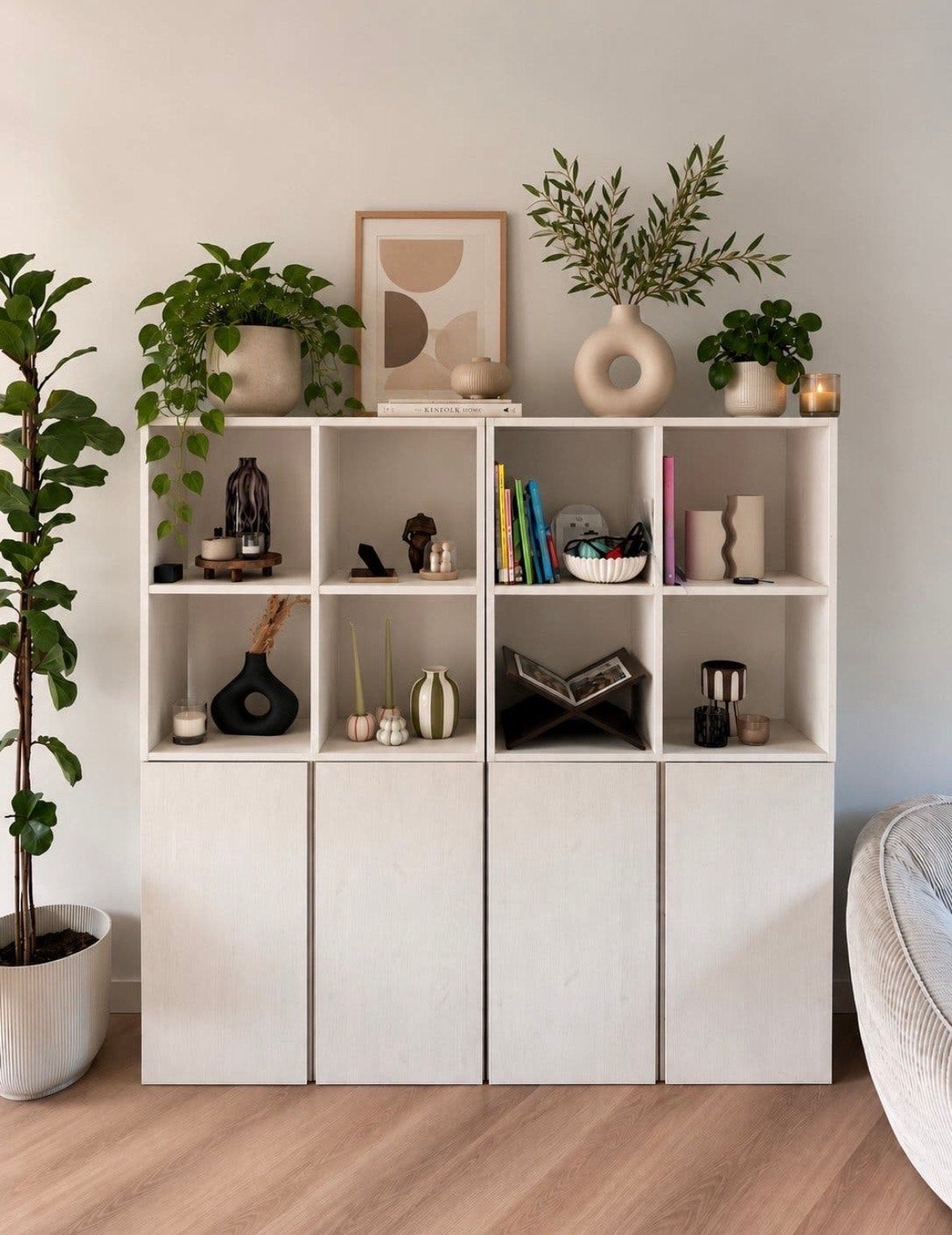 IKEA IVAR - 4 losse onderdelen kast, greige, 80x30 cm, Ophalen, Met plank(en), Gebruikt, 150 tot 200 cm