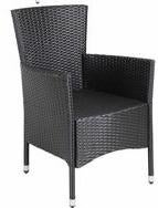 6x Zwarte rotan pvc tuinstoel met verstelbare rugleuning, Tuin en Terras, Ophalen, Gebruikt, Kunststof, Verstelbaar