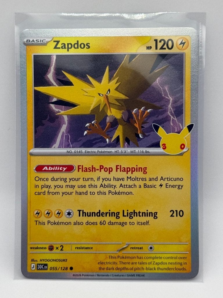 Zapdos #55 Pokemon 30th Celebration, Ophalen of Verzenden, Zo goed als nieuw