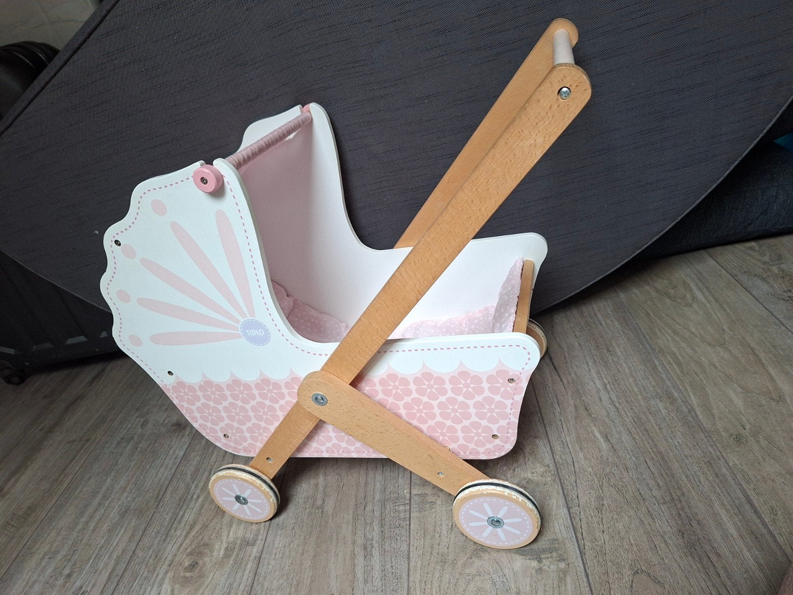 Tidlo houten poppenwagen roze, Ophalen, Zo goed als nieuw, Babypop