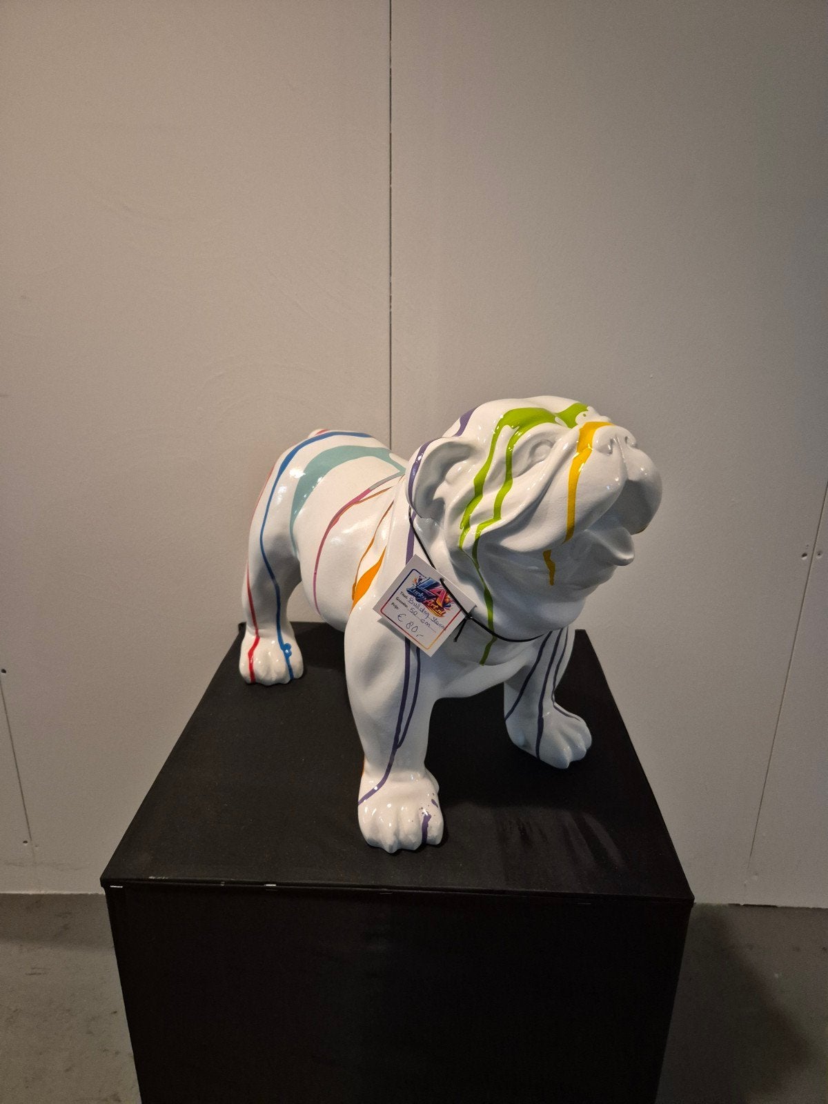 Bulldog Beeld Staand Polyester 50cm - Kleurrijk Design, Antiek en Kunst, Ophalen, Kunststof, Zoogdier, 20 - 50 cm