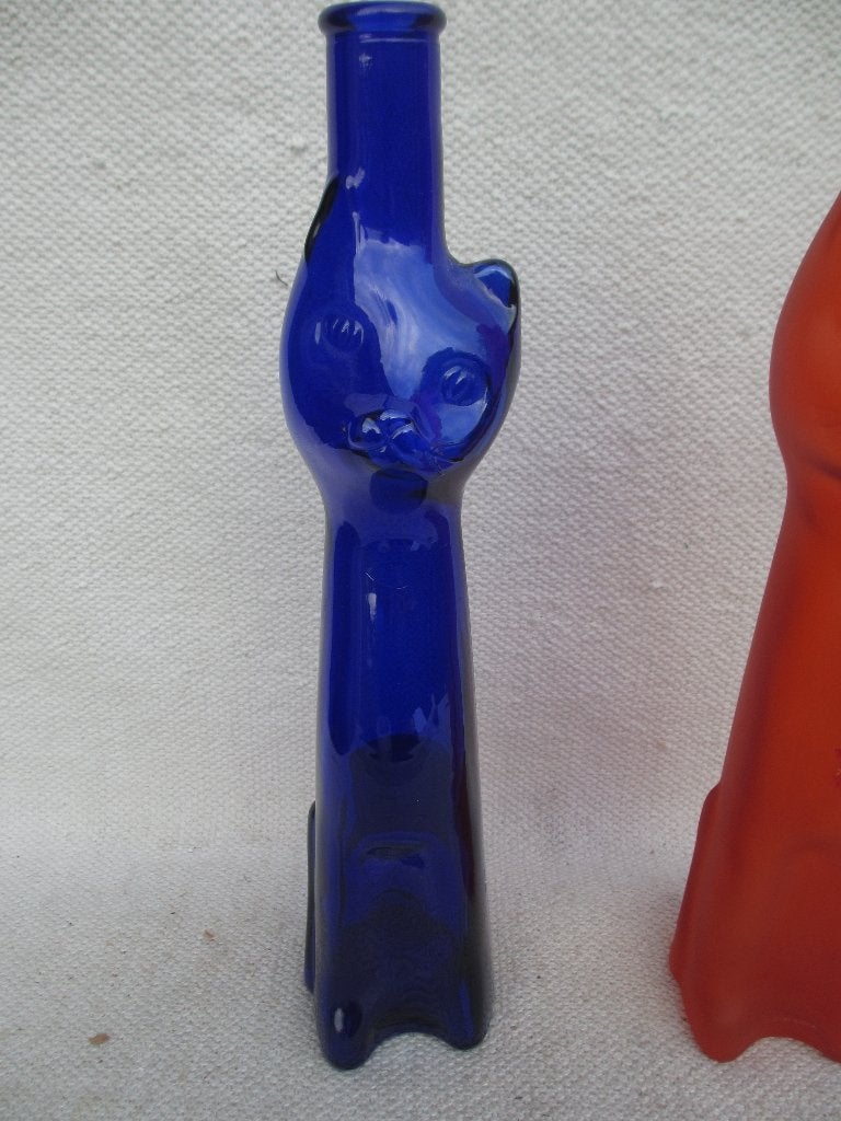 2x Vintage "Katten fles" Happy Cat Moezel Riesling, Antiek en Kunst, Ophalen of Verzenden