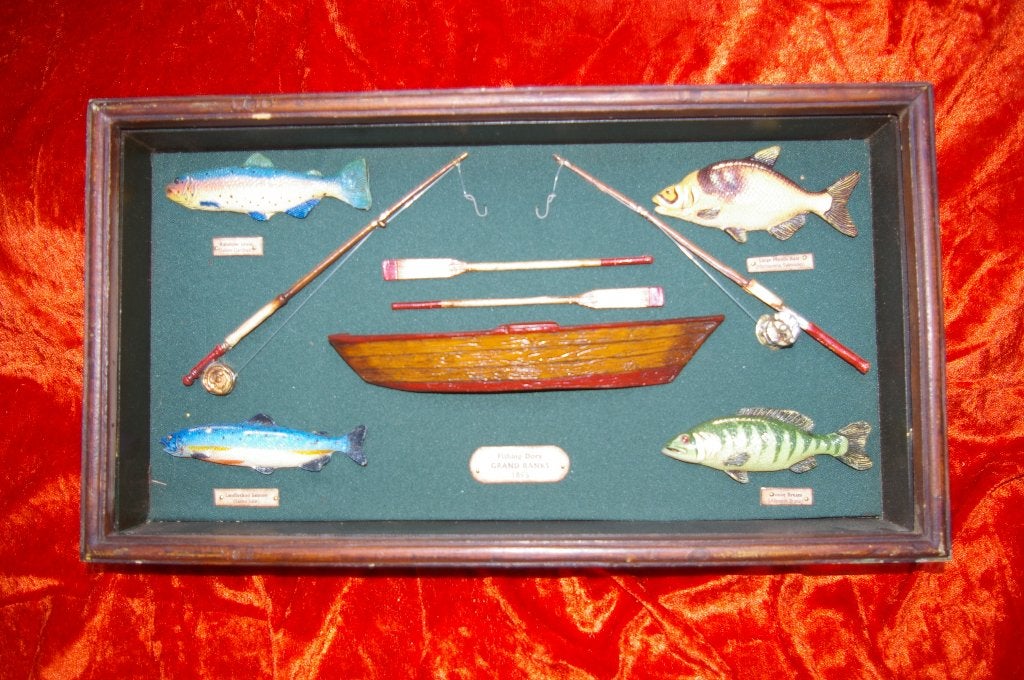 Vintage Vissers Shadow Box  vitrine kastje visgerei, Ophalen of Verzenden
