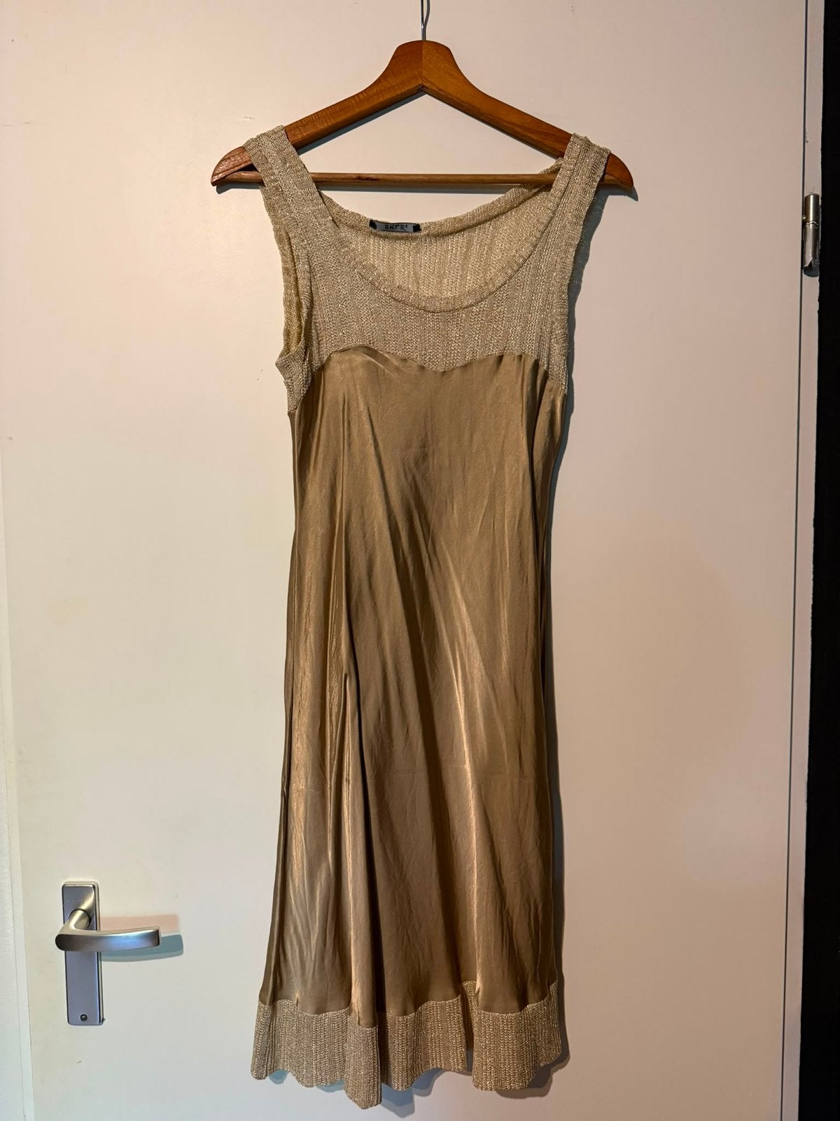 Vintage jurk maat 40, Maat 38/40 (M), Ophalen of Verzenden, Gedragen, Goud