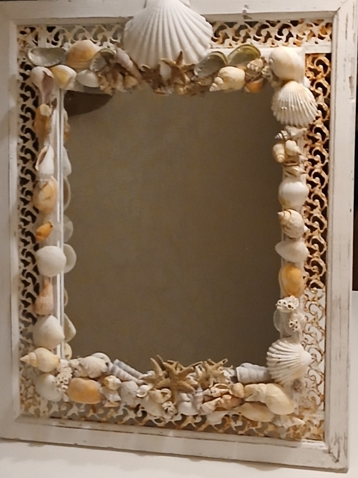 Curiosa spiegel met schelpen 56x46cm, Ophalen, Minder dan 50 cm, Zo goed als nieuw, Minder dan 100 cm