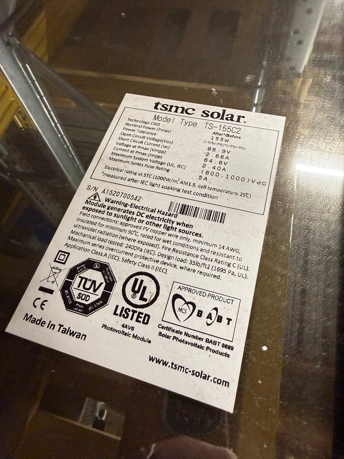 24x Zwarte TSMC Solar Zonnepanelen - 155Wp per paneel, Ophalen of Verzenden, Zo goed als nieuw