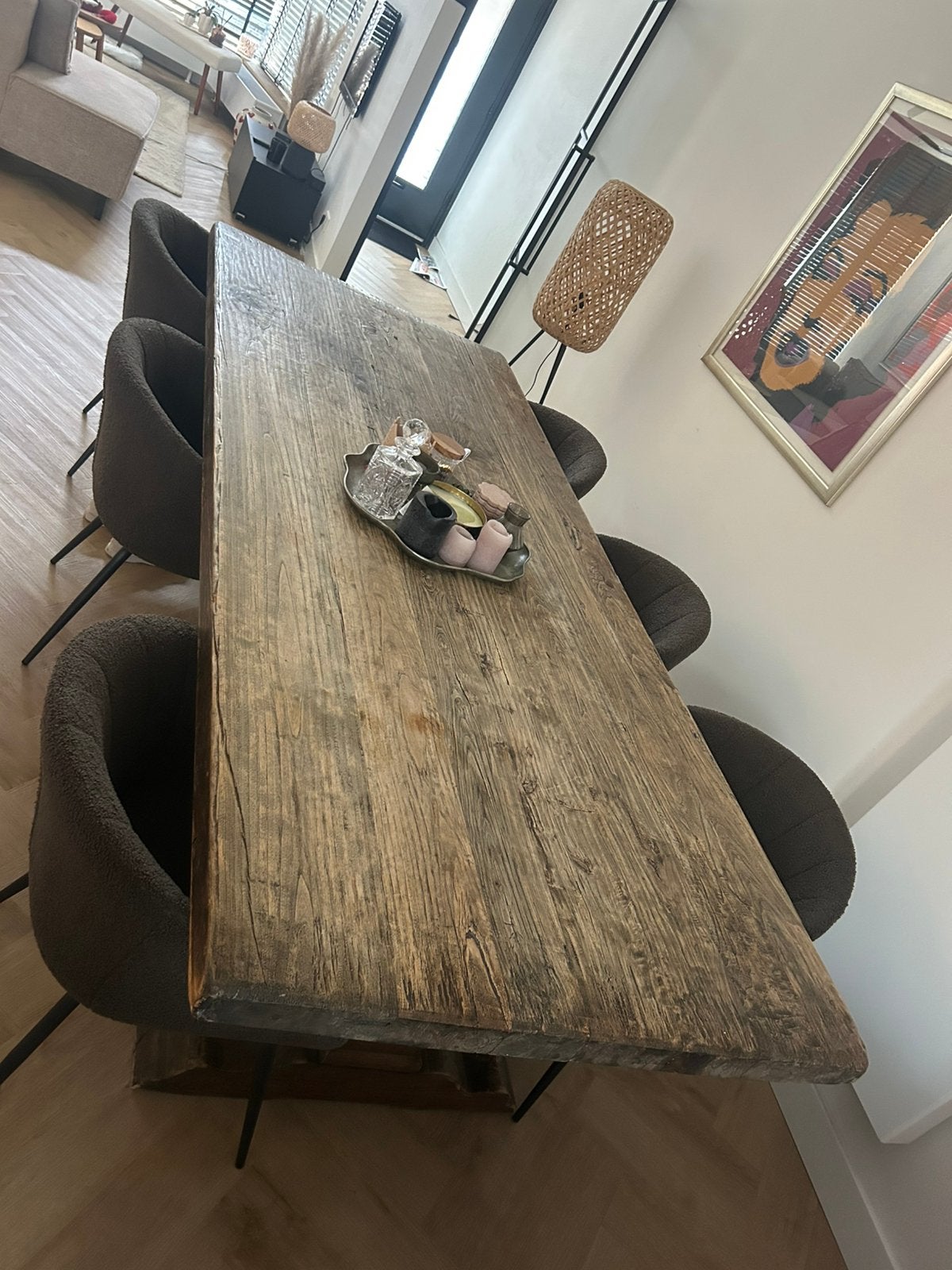 Prachtige masief houten eettafel, Huis en Inrichting, Tafels | Eettafels, Ophalen, Gebruikt, 200 cm of meer, 50 tot 100 cm