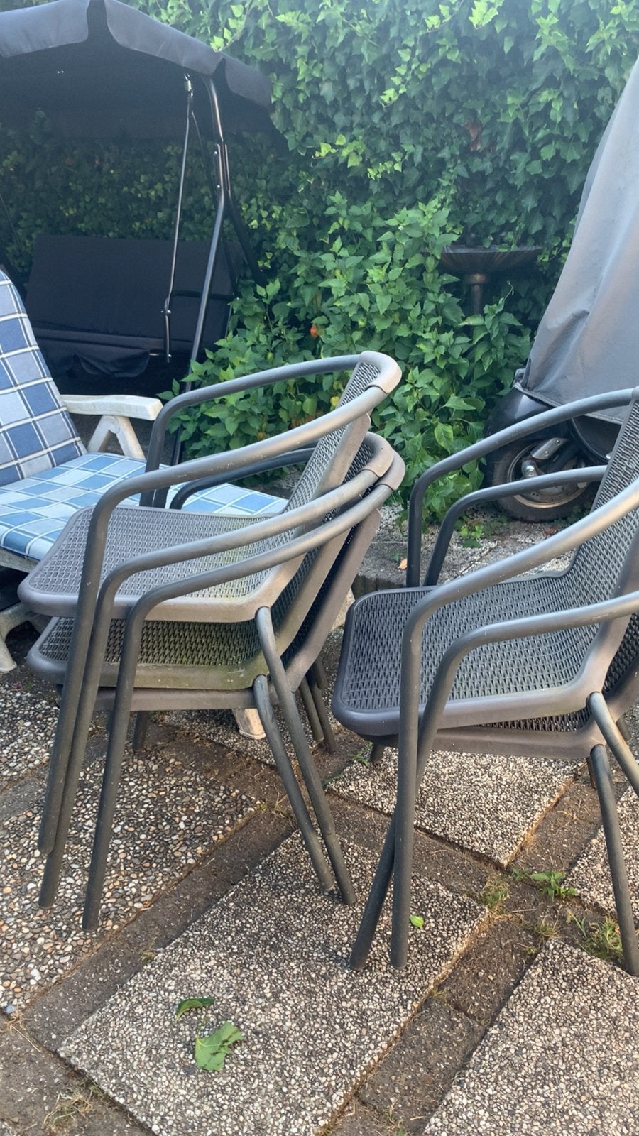 Tuinstoelen, Tuin en Terras, Tuinstoelen, Gebruikt, Kunststof, Stapelbaar, Ophalen