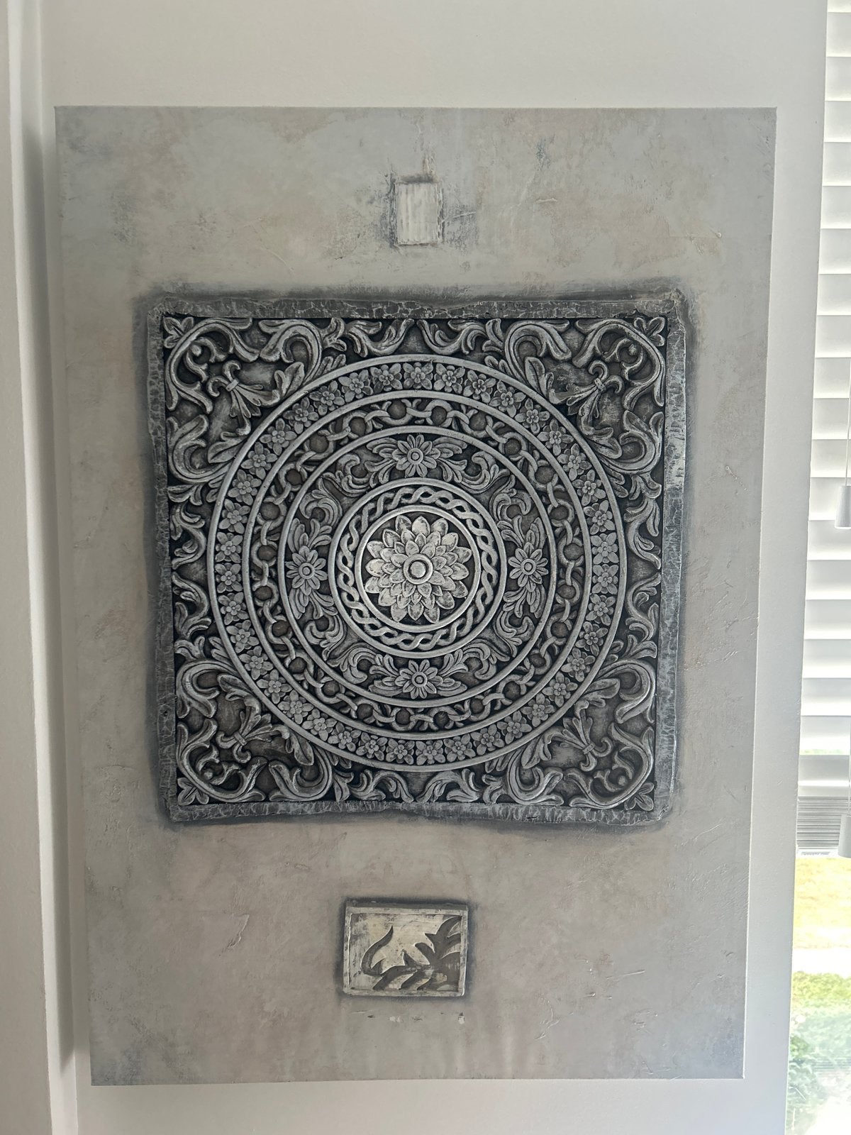 Decoratief Schilderij met Mandala Reliëf 100x70cm, Antiek en Kunst, Ophalen, Overig onderwerp, Met textuur, Gemengde techniek