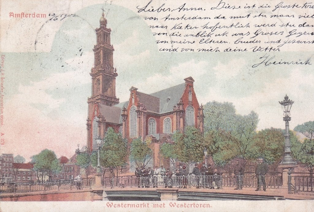 Amsterdam - Westermarkt met Westertoren 1902, Verzamelen, Verzenden, Voor 1920, Gelopen, Noord-Holland