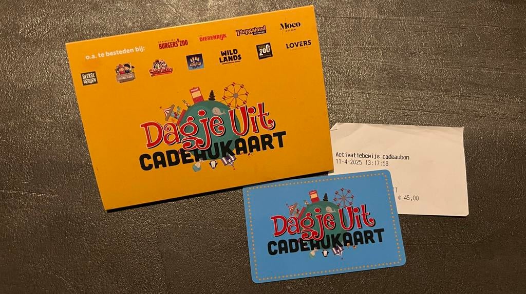 Dagje uit cadeaukaart €45 geldig t/m april 2027, Drie personen of meer, Cadeaubon, Overige typen