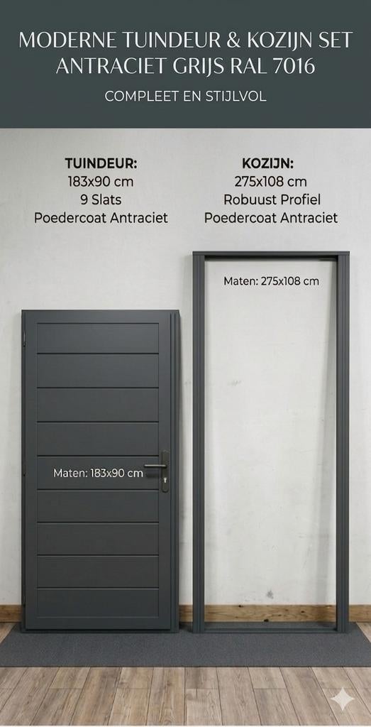 Schuttingdeur Alu compleet in Alu  kozijn/Omlijsting NIEUW, Ophalen, 100 tot 150 cm, Draaipoort, 150 tot 200 cm
