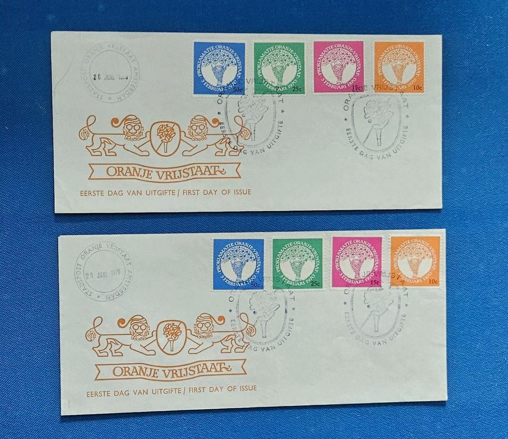 Oranje Vrijstaat Eerste Dag van Uitgifte Postzegels, Postzegels en Munten, Postzegels | Nederland, Ophalen of Verzenden, Na 1940