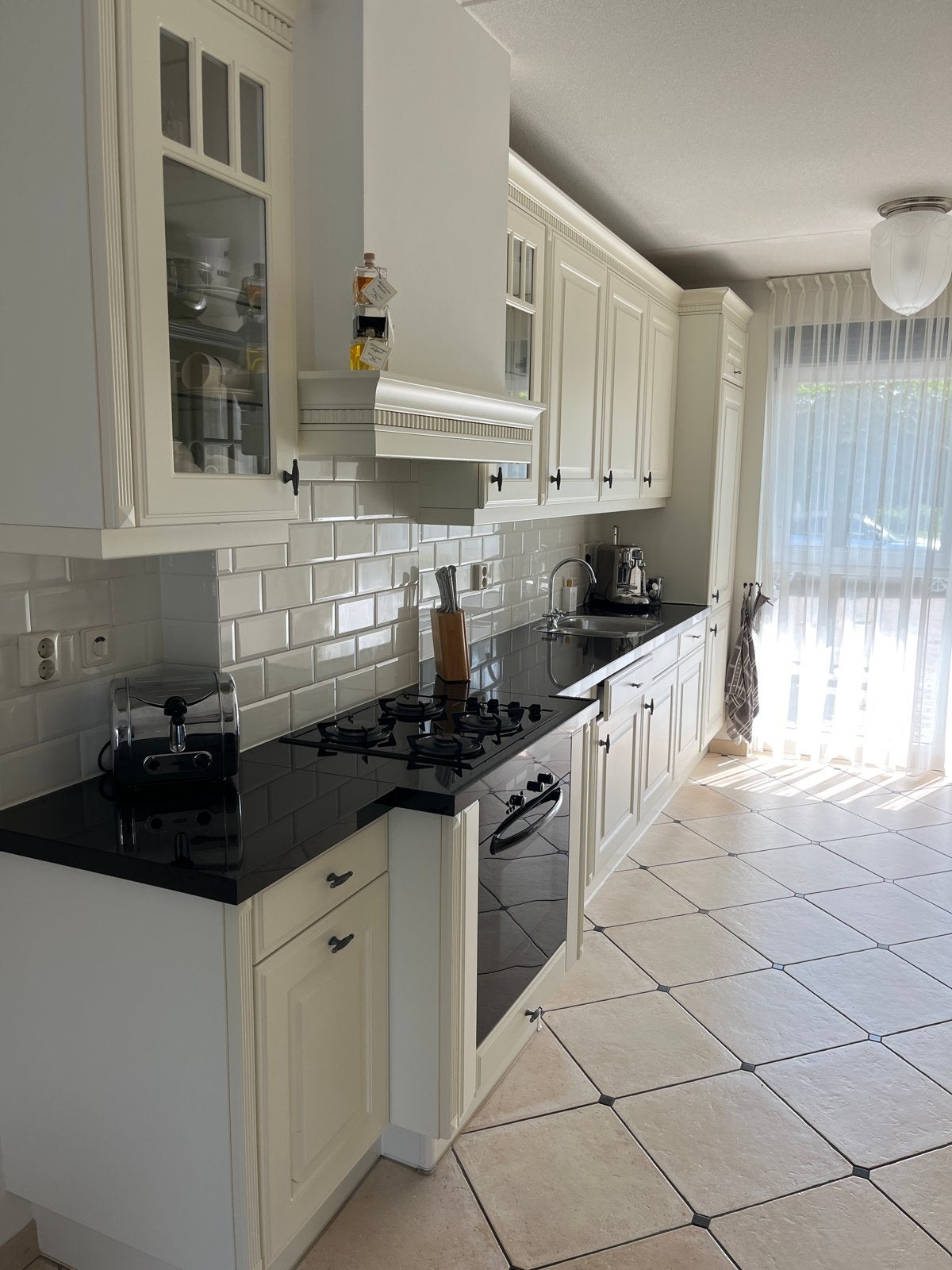 Complete keuken met Miele, Scholtes, Bosch, Zanussi apparatu, Huis en Inrichting, Ophalen, Gebruikt, Graniet of Steen, Enkelwandige keuken