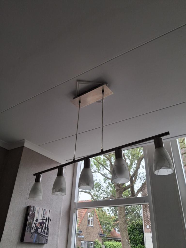 Hanglamp met 5 spaarlampen, Ophalen, Metaal