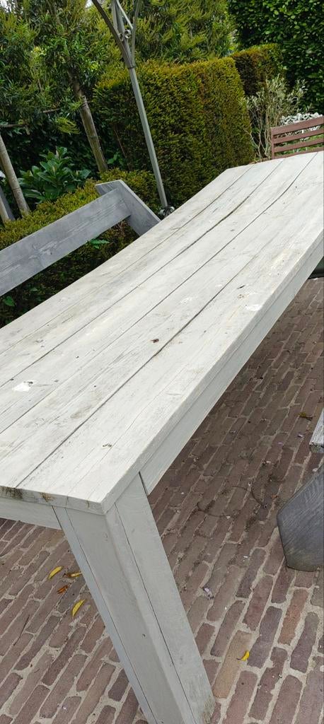 Steigerhouten tuintafel 1x3m - doorgezakt blad, Ophalen, Gebruikt, Rechthoekig, Hout
