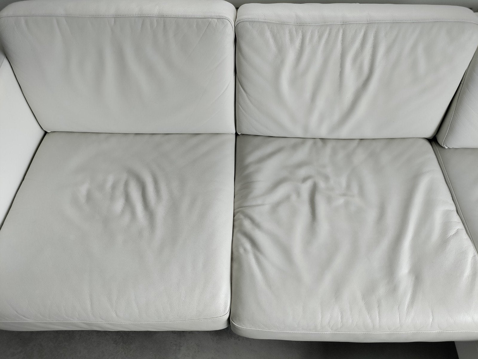 witte leren bank, chaise longue, Ophalen, Gebruikt, Driepersoons, Modern