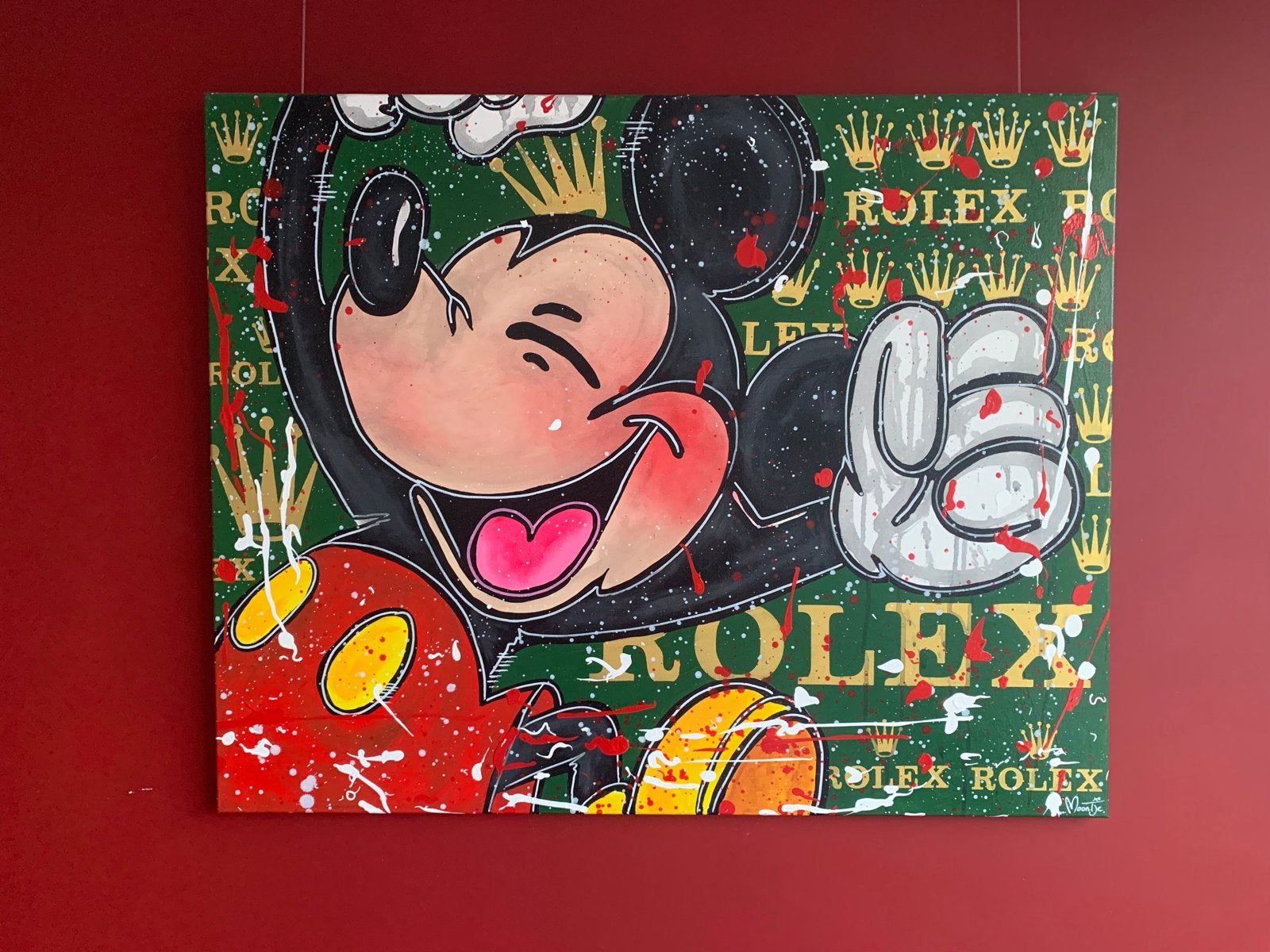 Mickey Mouse Rolex Pop Art Schilderij, Ophalen of Verzenden