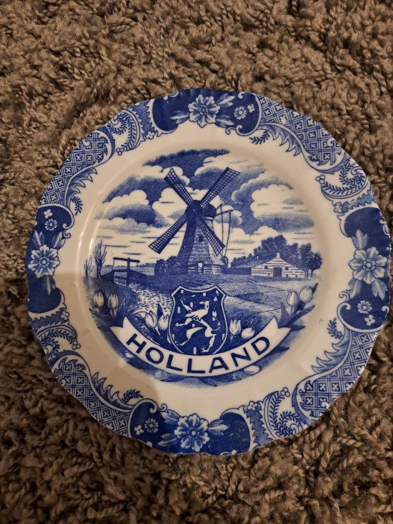 Delfts blauw decoratief bord Holland, ca. 15 cm, Ophalen