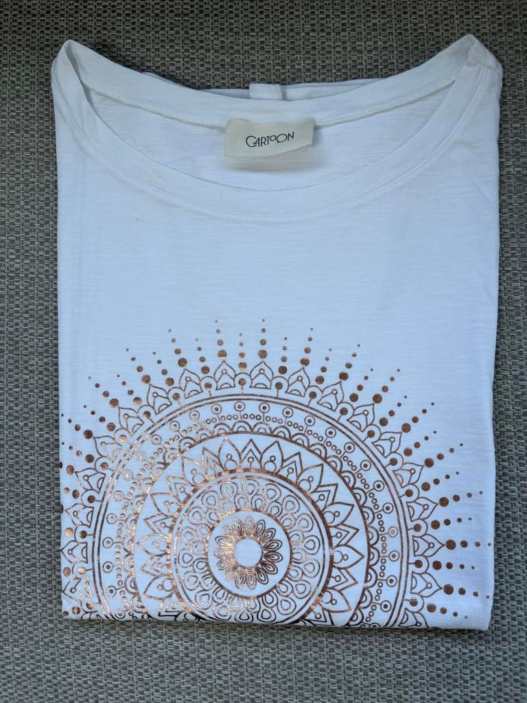 Wit T-shirt met mandala print maat 44, Wit, Maat 42/44 (L), Ophalen of Verzenden, Zo goed als nieuw
