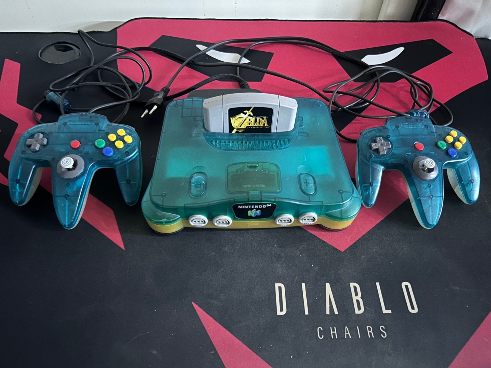 Nintendo 64 N64 Clear Blue + 2 Controllers + Zelda, Ophalen of Verzenden, Gebruikt, Met 2 controllers, Met games
