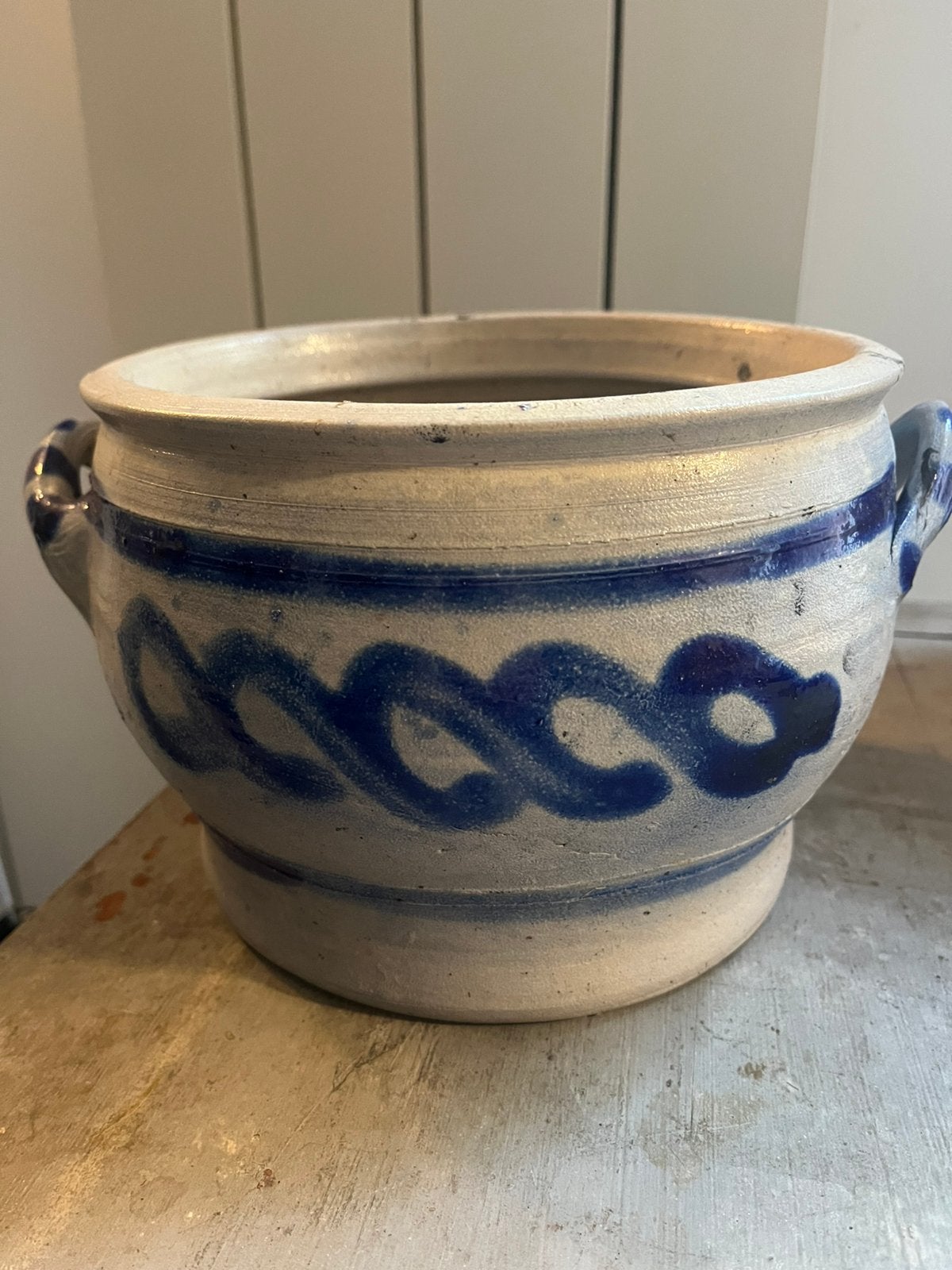 Oude brocante Keulse pot 14 cm hoog doorsnede 18 cm, Ophalen of Verzenden