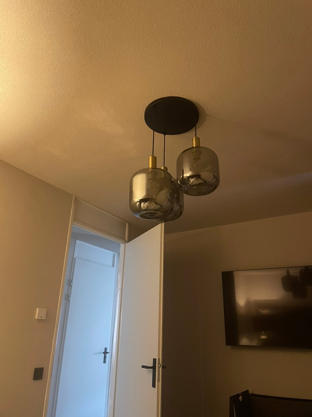 Hanglamp met 3 bollen, Ophalen, Zo goed als nieuw, Glas