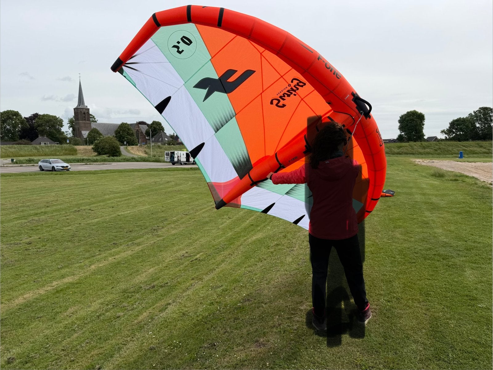 Vrijwel nieuwe F~One Swing V3 wing 5.0m oranje, Ophalen, Zo goed als nieuw, Wingsurf-wing