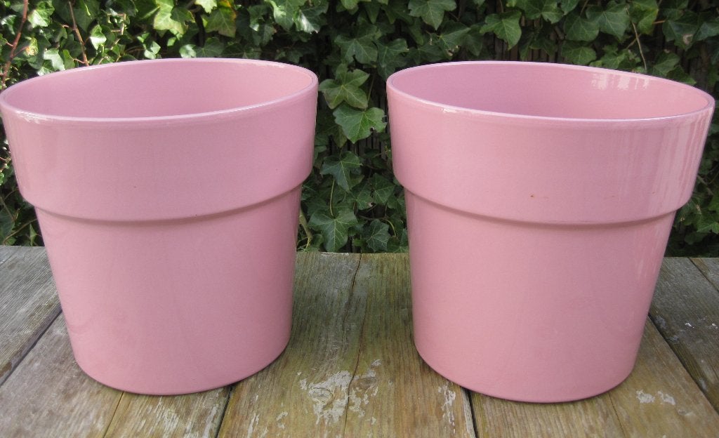 Plantenpotten roze geglazuurd 2 stuks hoogte 24 cm ø 26 cm, Rond, Nieuw, Ophalen of Verzenden, Binnen