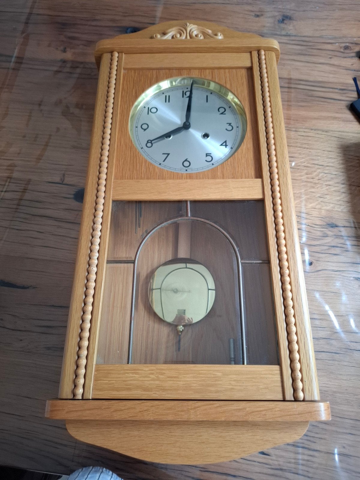 Vintage Eiken Wandklok met Slinger - Klassiek Design, Ophalen
