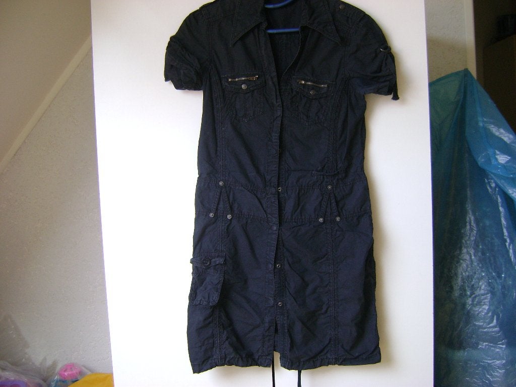 zwarte doorknoop jurk mt xs van watcher 1e foto en laatste, Zwart, Ophalen of Verzenden, Zo goed als nieuw, Maat 34 (XS) of kleiner