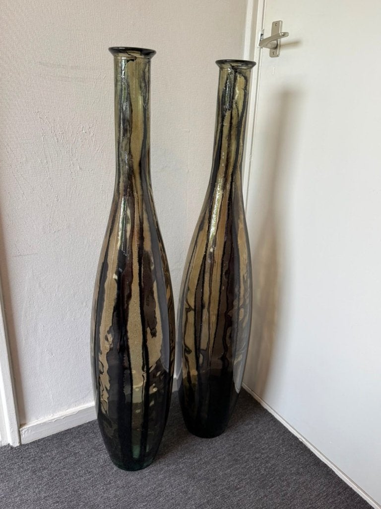 Titel: 2 prachtige Mica Decorations vazen – 1 meter hoog, Ophalen, Zwart, 100 cm, Geschikt voor droogbloemen