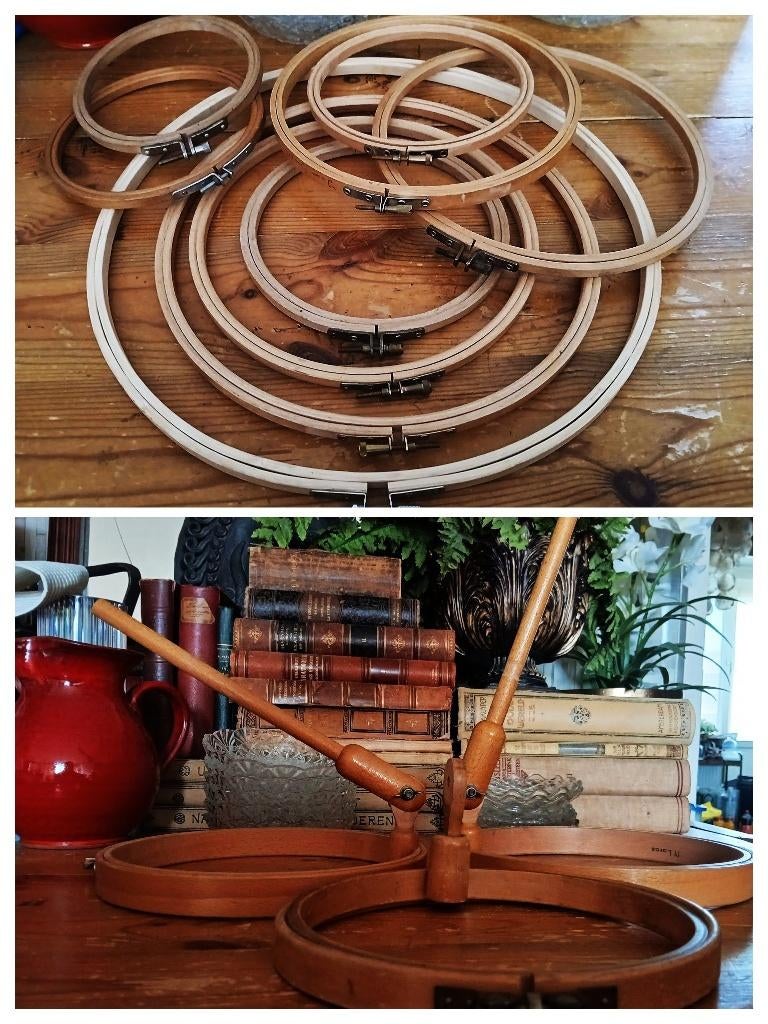 Authentiek houten borduurring borduurringen borduurklem, Hobby en Vrije tijd, Ophalen of Verzenden, Handborduren, Onderdeel of Toebehoren