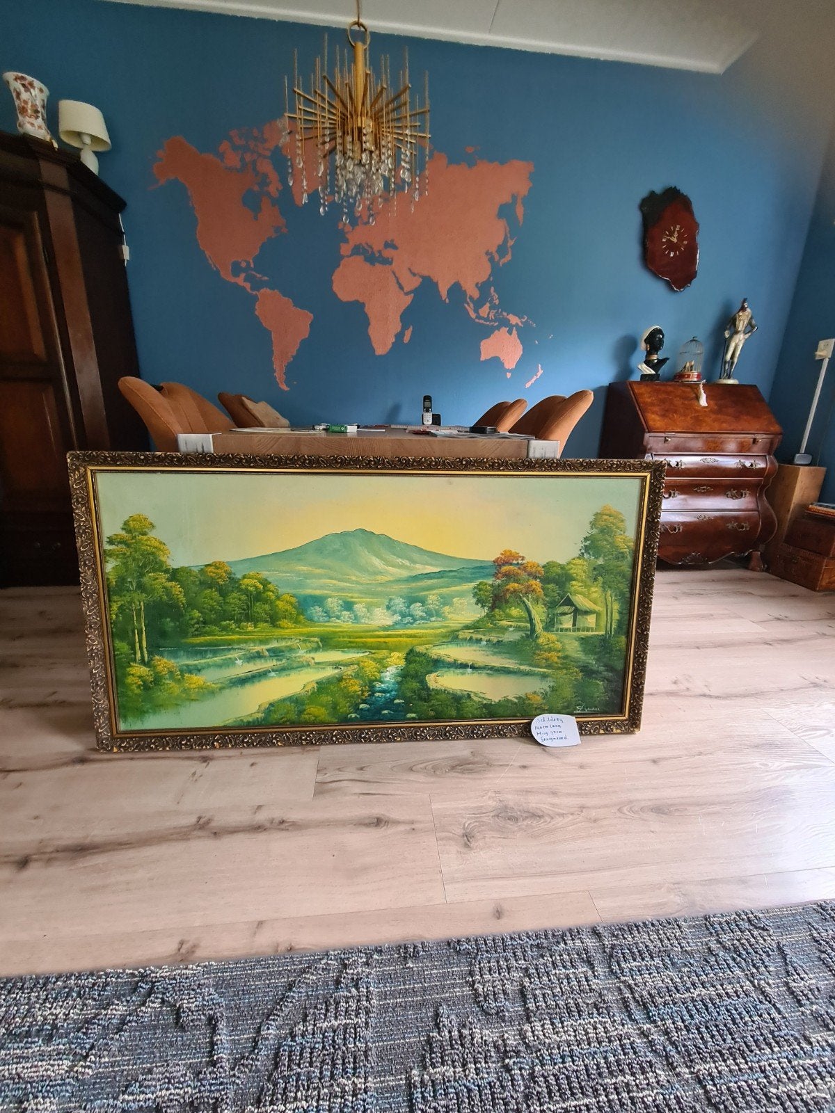 vanaf €125.Groot Schilderij Tropisch Landschap met Rijstveld, Ophalen