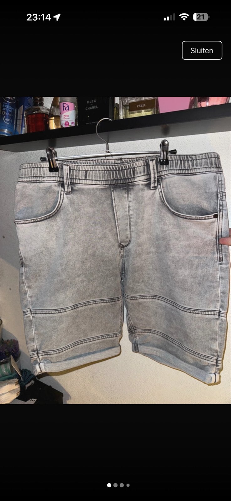 NON GRADA Grijze Spijkerbroek Korte Broek Maat xl, Kleding | Heren, Ophalen of Verzenden, Zo goed als nieuw, Maat 52/54 (L), Grijs