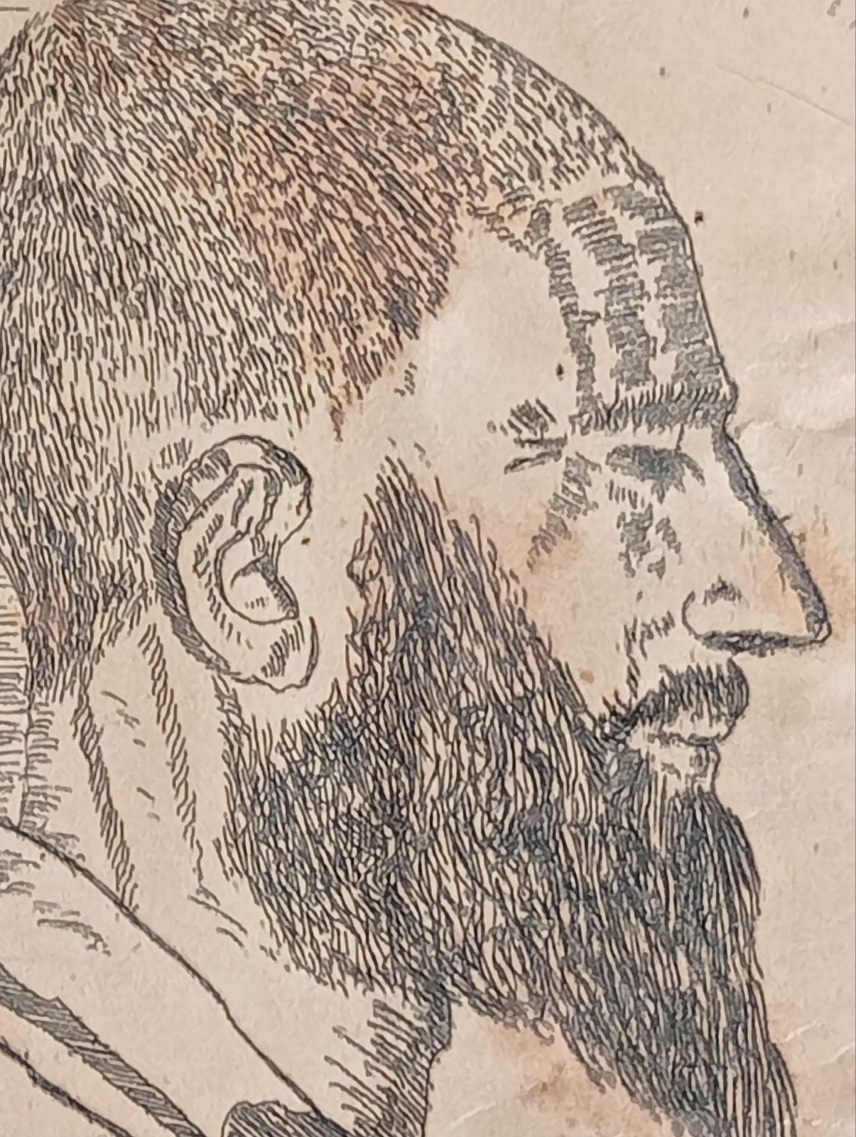 Ets man met baard 20e eeuw., Ophalen of Verzenden
