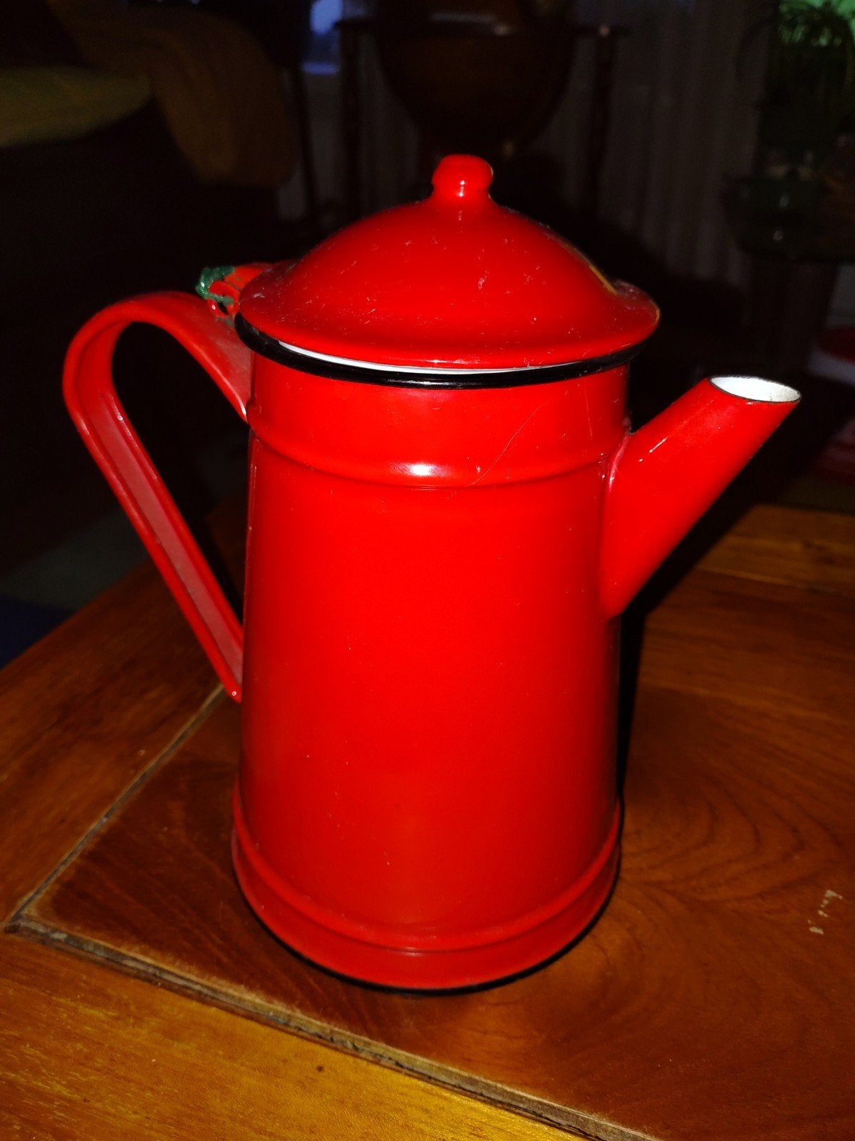 Vintage rode emaille koffiekan, Ophalen of Verzenden