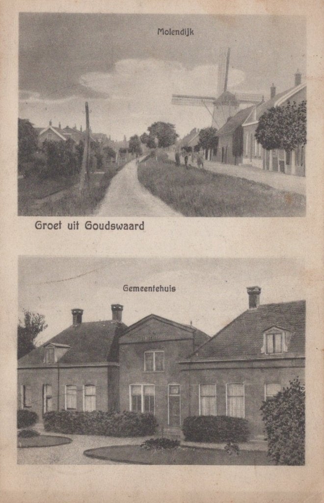 GOUDSWAARD- 1928 - Tweeluik, Verzamelen, Ansichtkaarten | Nederland, Gelopen, Zuid-Holland, 1920 tot 1940, Verzenden