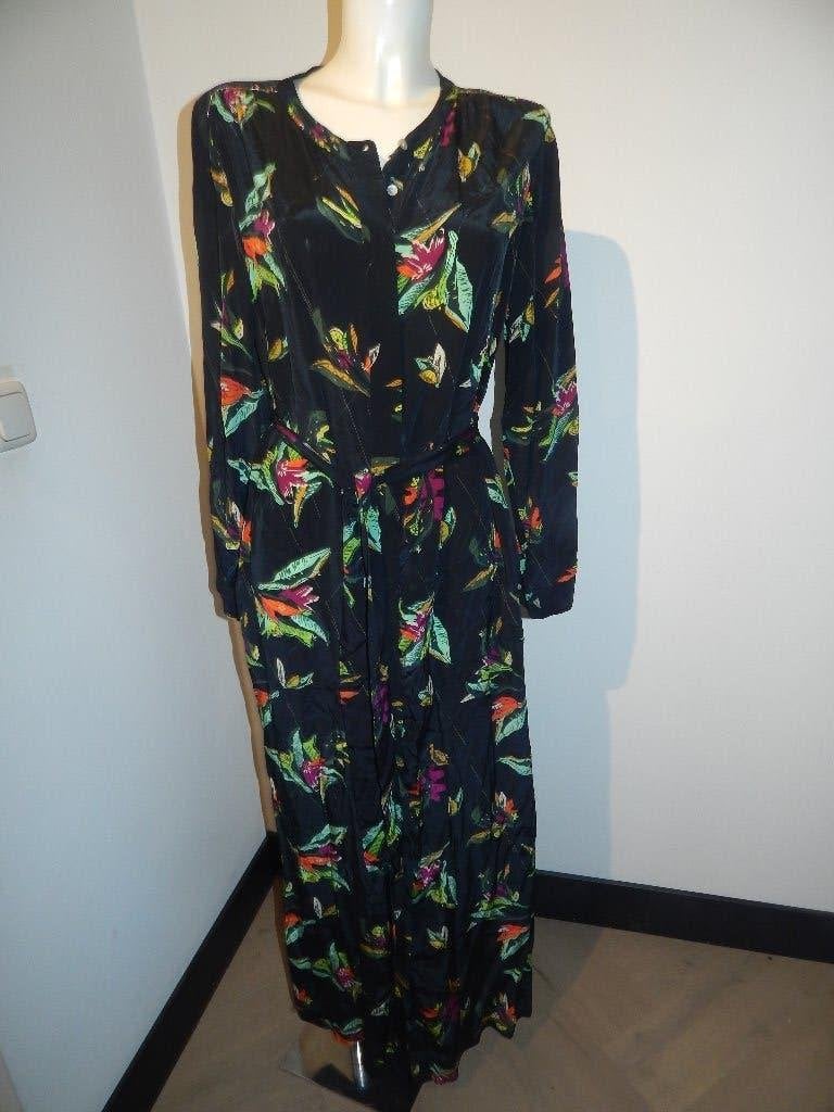 Pom Amsterdam lange jurk pracht print goud detail mt 4