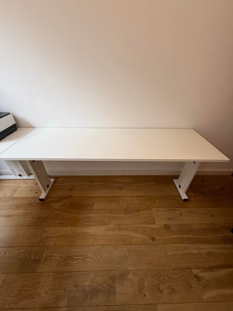 2 bureaus los te koop: 190x80 en 190x60, wit, Ophalen, Overige typen, Gebruikt, Spaanplaat of MDF